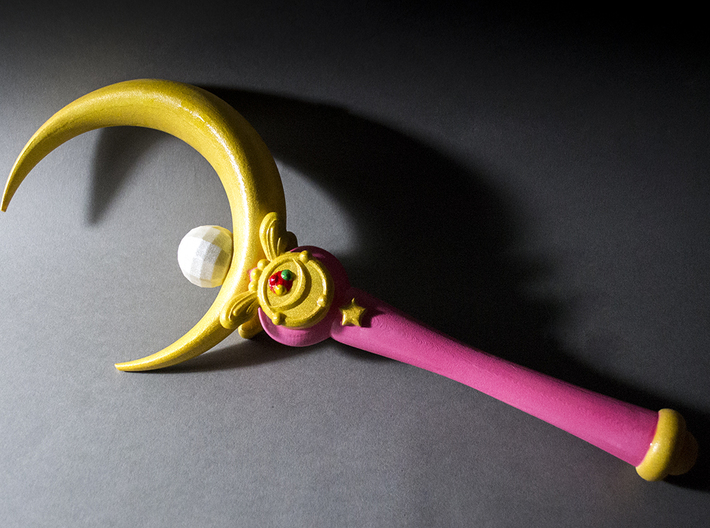 Crescent Wand 14 Inch W/ Crystal 3d printed