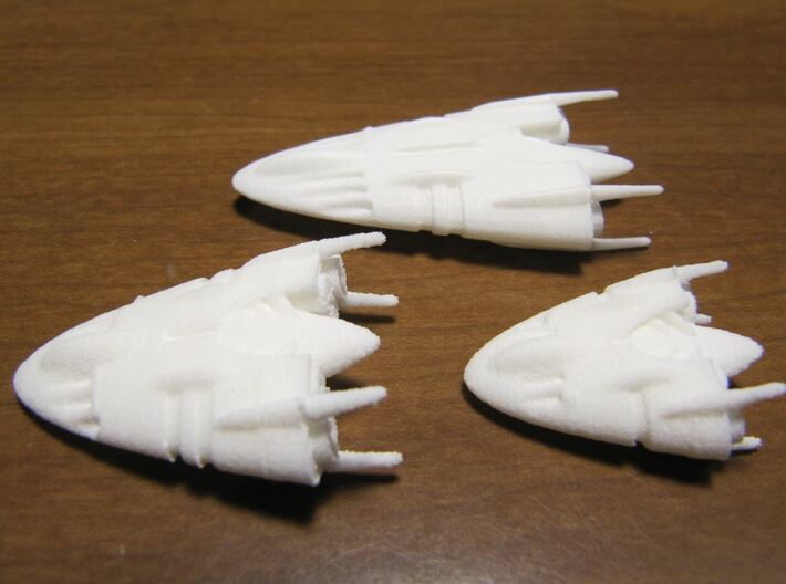 Slipstream III-B 3d printed 1-B and 2-B in WSF. 3-B shown in WSFP for comparison.