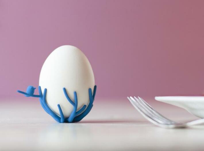 birdsnest-eggcup 3d printed birdsnest winter blue