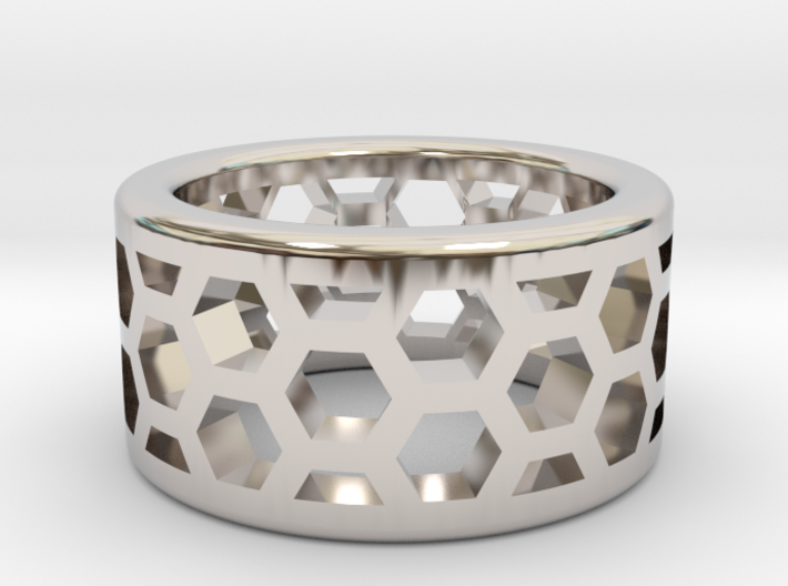 Straight Edge Honeycomb Ring 3d printed