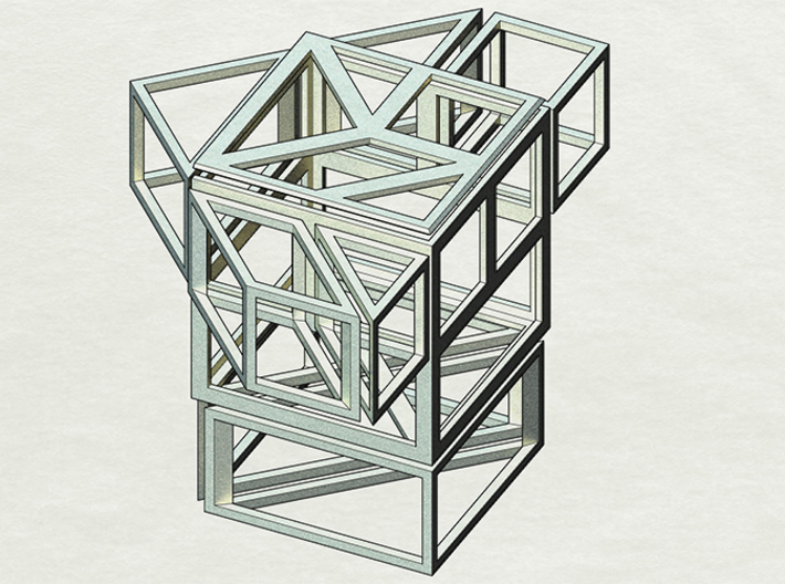 tangram cube h (inside & outside) 3d printed 