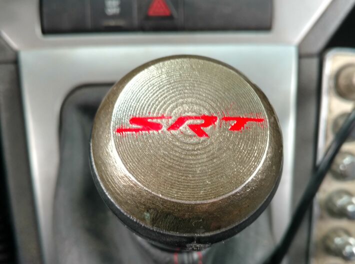 SRT4 Gear Shift Cap 3d printed With red inlay and clear coat.