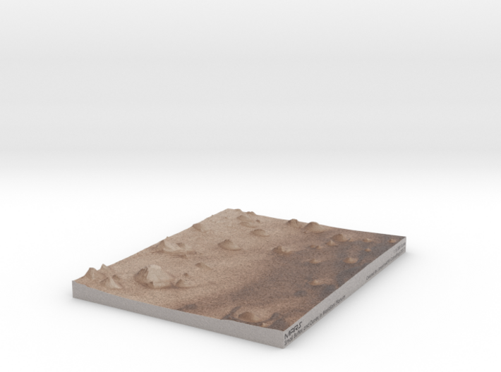 Mars Map: Small Buttes and Dunes in Sepia 3d printed 
