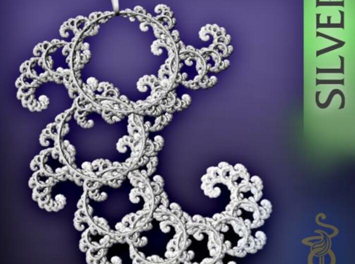 9cm Fractal lace, intricate spirals pendant 3d printed 1