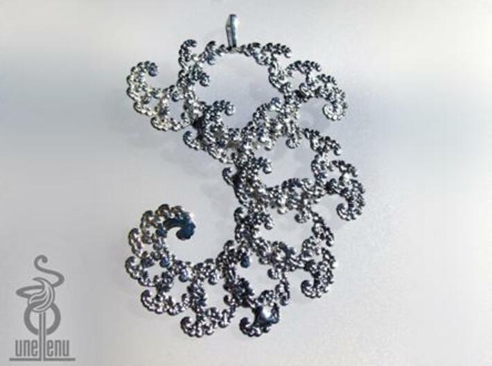 9cm Fractal lace, intricate spirals pendant 3d printed 