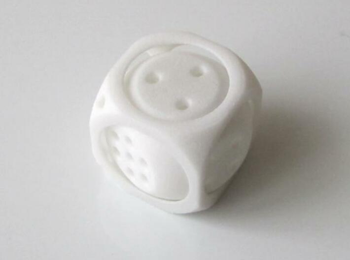 Double D6 Dice 3d printed In White Strong and Flexible