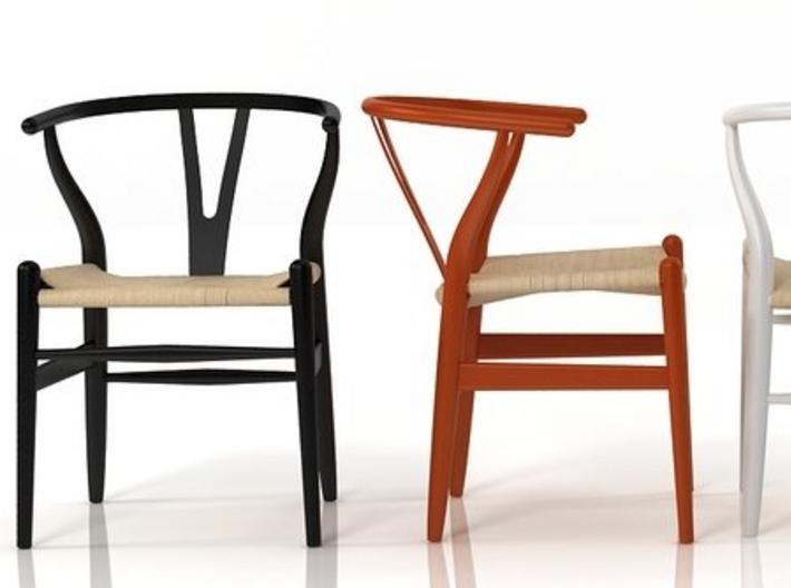 Wishbone Chair in 1:24 3d printed painted in various colors