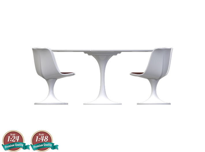 Miniature Tulip Table &amp; 4 Chairs - Eero Saarinen 3d printed Miniature Tulip Table &amp; 4 Chairs - Eero Saarinen