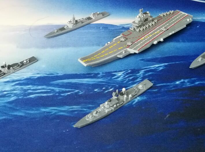 PLA[N] 001A Carrier (2016), HD Version, 1/1800 3d printed Diorama w/ Hangzhou (2017) & 055 DDG