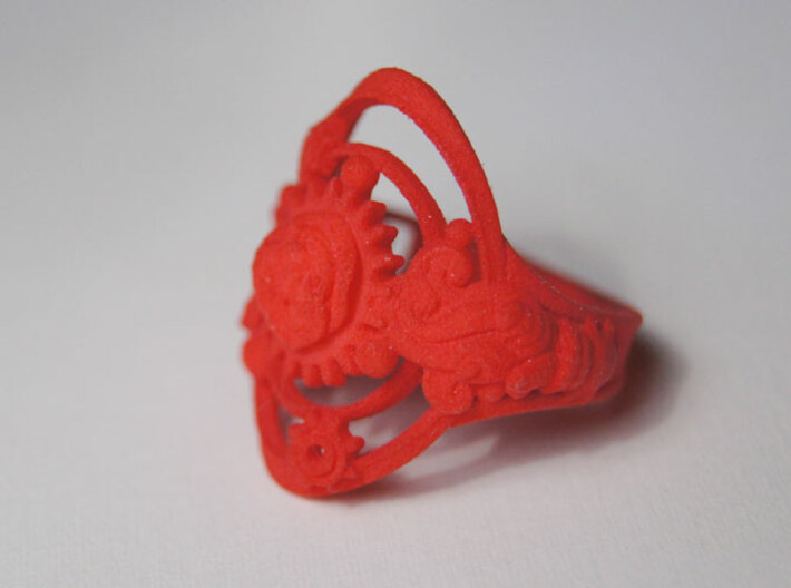 Botanika Mechanicum Ring SIZE 10 3d printed Coral Red Strong and Flexible