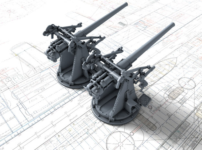 1/96 12-pdr 3"/45 (76.2 cm) 20cwt Guns x2 3d printed 3d render showing product detail