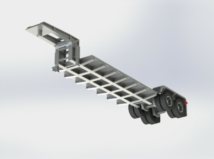 N scale 1/160 Lowboy Heavy Duty 3d printed CAD render of underside support frames.