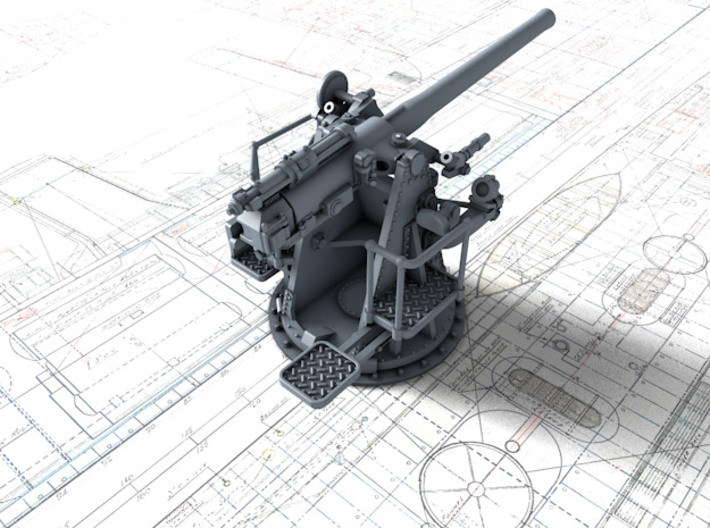 1/96 RN 4"/45 (10.2 cm) QF MKV MKIII x4 3d printed 3d render showing product detail