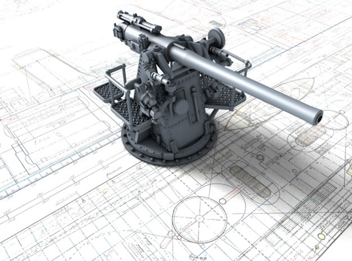 1/128 RN 4"/45 (10.2 cm) QF MKV MKIII x4 3d printed 3d render showing product detail