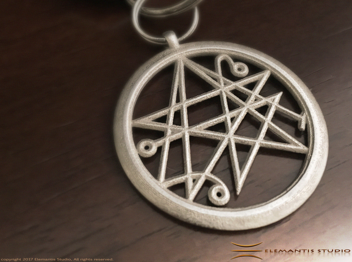 Sigil of the Gates keychain 4.5cm 3d printed Polished Nickel Steel Example