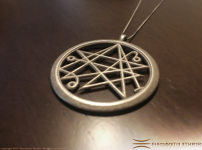 Sigil of the Gates Pendant 4.5cm 3d printed Polished Nickel Steel example (Chain not included)