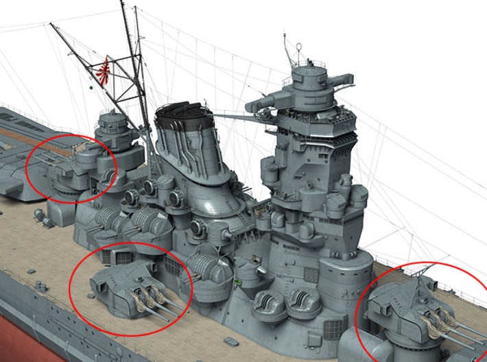 1/600 IJN 15.5cm / 60 3rd Year Type Naval turret 3d printed 