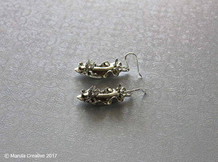 Becia the Nudibranch Earring 3d printed Raw Silver earring - hooks provided by Shapeways (select two in quantity for a pair)