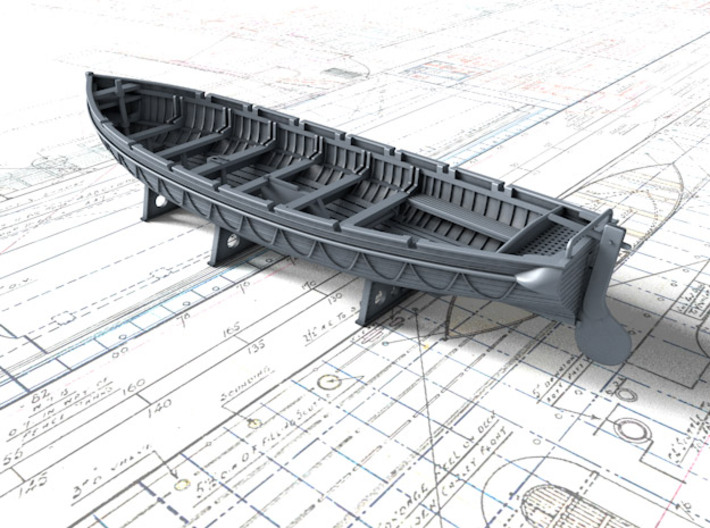 1/144 Scale Royal Navy 32ft Cutter x1 3d printed 3d render showing set detail