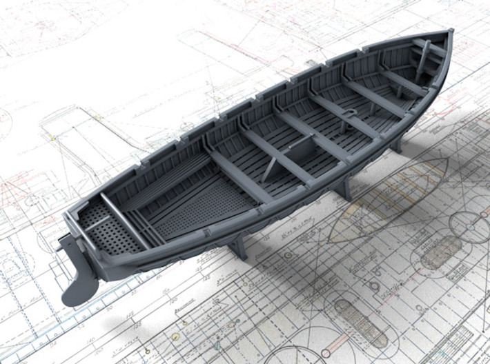 1/144 Scale Royal Navy 32ft Cutter x1 3d printed 3d render showing set detail