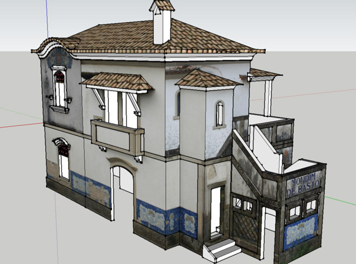 Portuguese Train Station 1:87 Scale - Now in Full  3d printed Render Of the Model On SketchUp