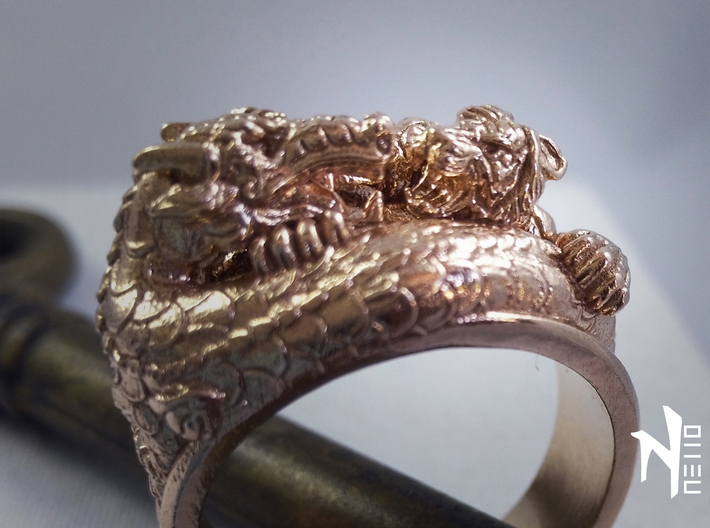 Dragon VS Tiger Ring 3d printed 
