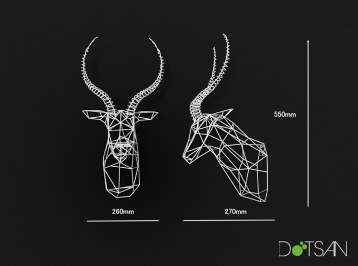 3D Printed Antelope Trophy Head XL 3d printed 