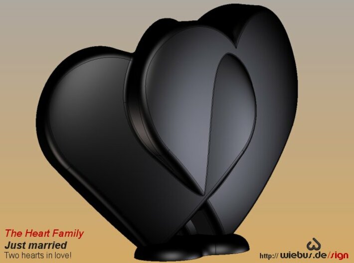 Heart Family - Just married! (medium size) 3d printed 