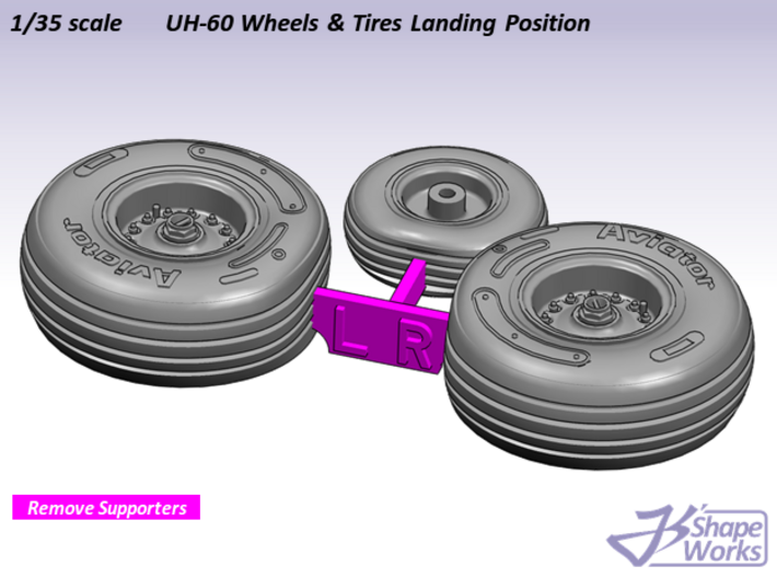 1/35 UH-60 Wheels & Tires Landing position 3d printed 