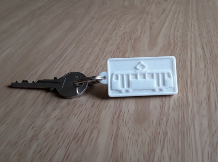 01-01 Tram Keyring Type 1 3d printed White Strong & Flexible Polished