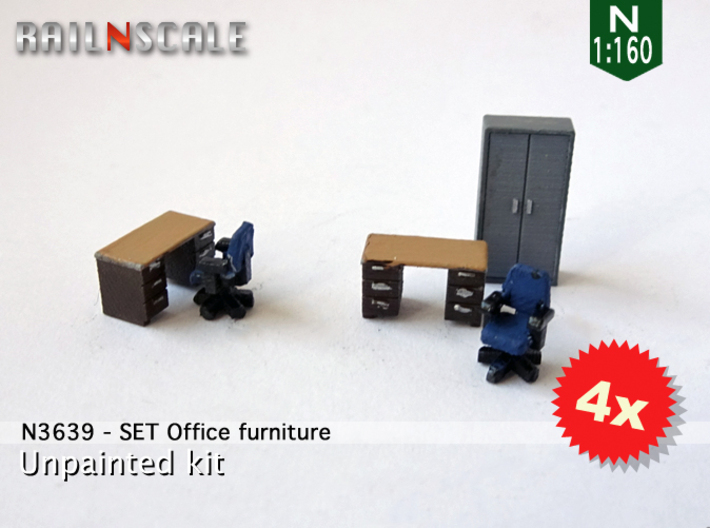 SET Office furniture (N 1:160) 3d printed