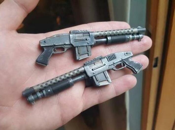 Zx76 Double Barrel Shotgun 1:10 scale 3d printed Zx-76 model in frosted ultra detail, hand paited.  size shown is 1:6 scale. 