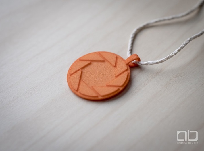 Aperture Science Laboratories Pendant - Portal 3d printed Orange Strong &amp; Flexible Polished - Hemp string not included