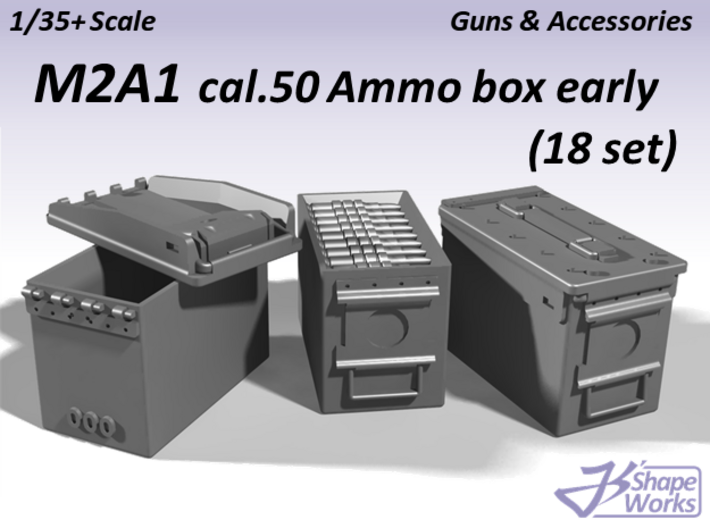 1/35+ M2A1 cal.50 Ammo Box Early type (18 set) 3d printed