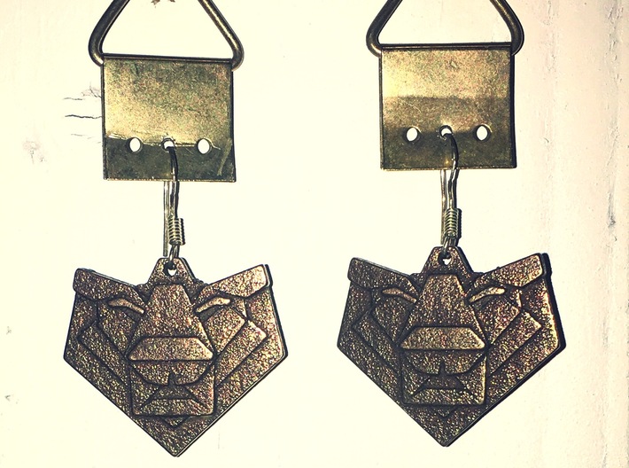 Lion Origami Earring 3d printed 
