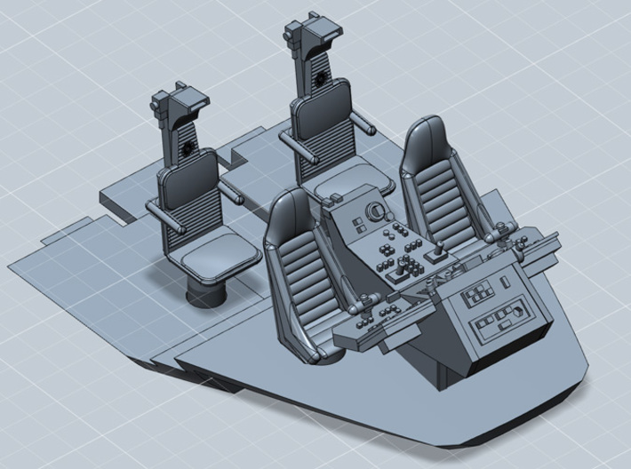 YT1300 MPC CABIN SEATS CONSOLE FLOOR 3d printed Millennium cockpit  with seats, console and floor, render.