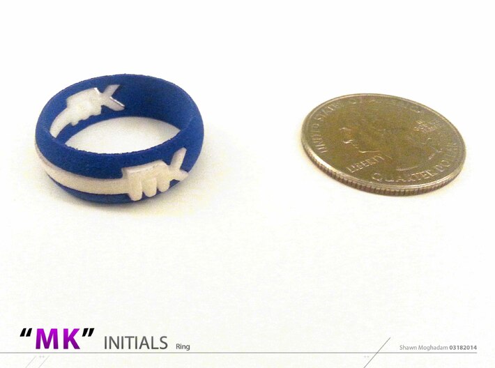 MK Initials Ring 3d printed 