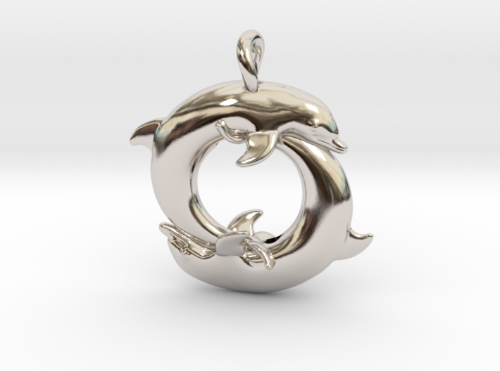 Piscean / Yin Yang Dolphin Totem Pendant 4.5cm 3d printed