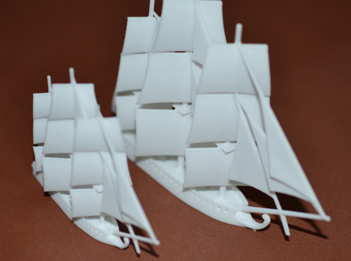 1812 Bomb Ship 3d printed Both scales in white.