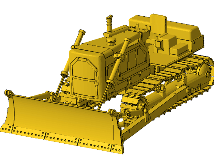 1/87th Straight Blade for large Bulldozer 3d printed In comparison attached to large bulldozer
