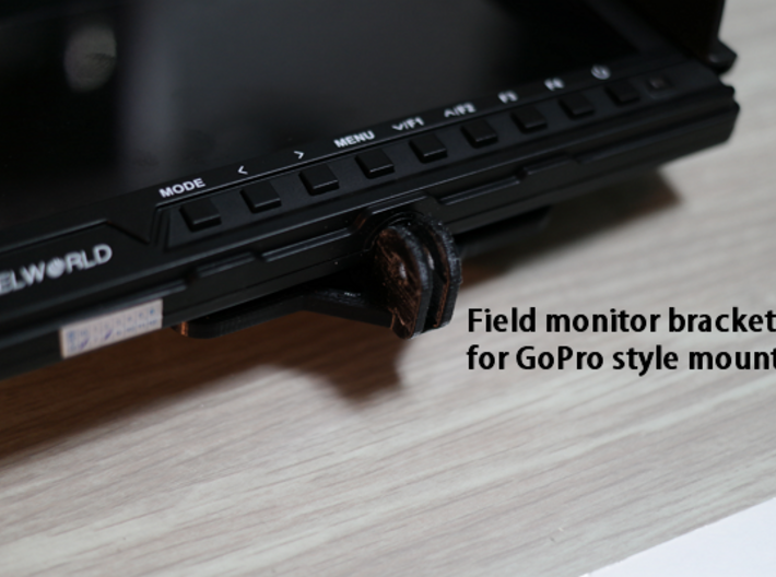Field Monitor bracket for GoPro style mount 3d printed 
