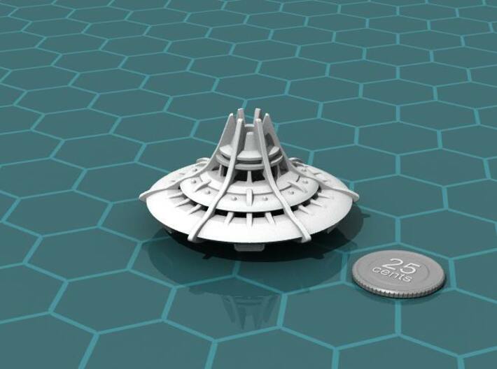 Orbital Hotel 3d printed Render of the model, with a virtual quarter for scale.