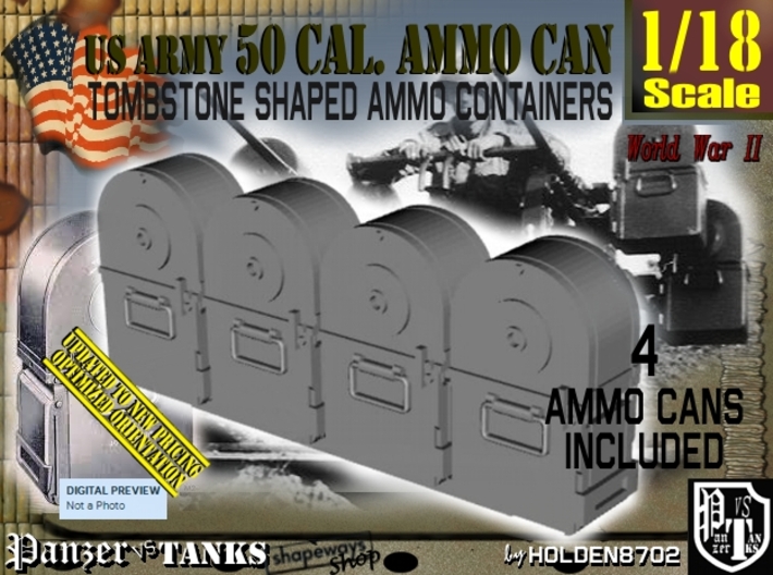 1/18 Tombstone Cal 50 Ammo Can Set001 3d printed