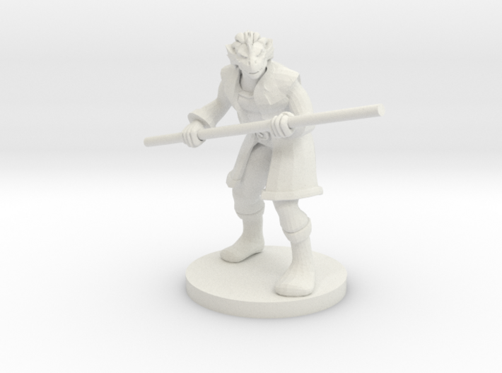 Dragonborn male Monk with Staff 3d printed