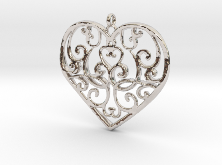 Filigree Antique Heart pendant 3d printed