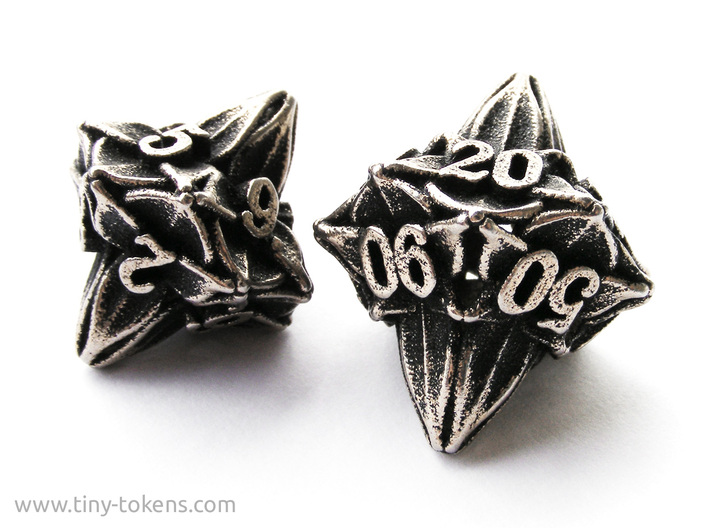 Floral Dice – 10D10 Gaming die (decader) 3d printed The 10d10 compared to the d10
