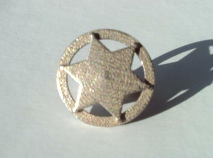 Sheriff's Star Cufflinks (Style 3) 3d printed Shown in plain stainless finish