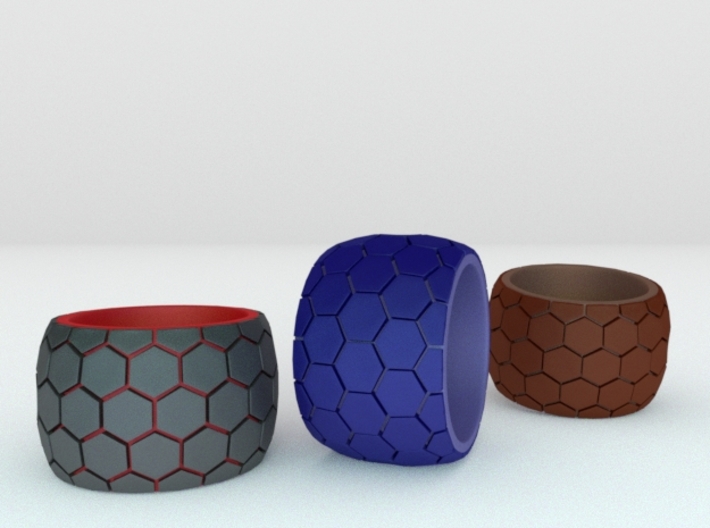 Hexagon patterned ring  3d printed 