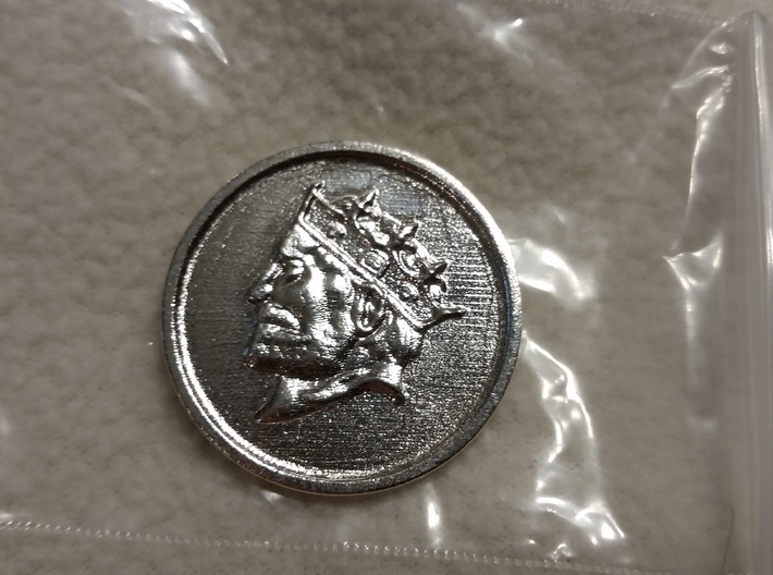 Silver Trenni Coin 3d printed Raw silver from a customer (f)