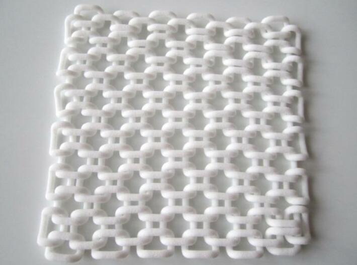 Square Fabric v1 3d printed In White Strong and Flexible (top view)